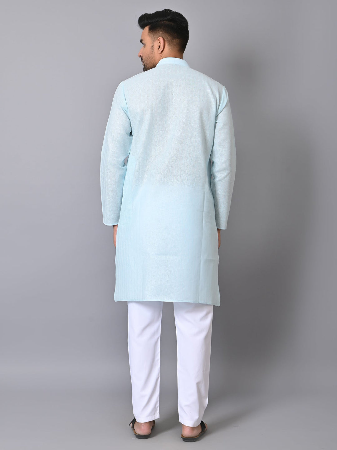 Self Design Blue Kurta Set