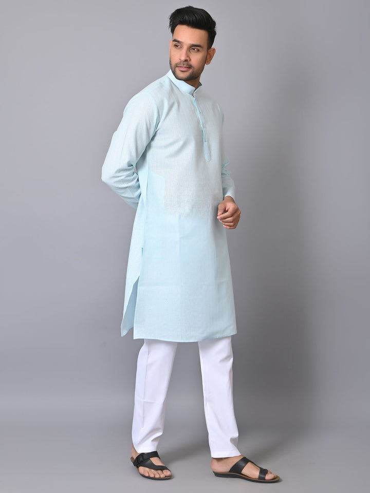 Self Design Blue Kurta Set