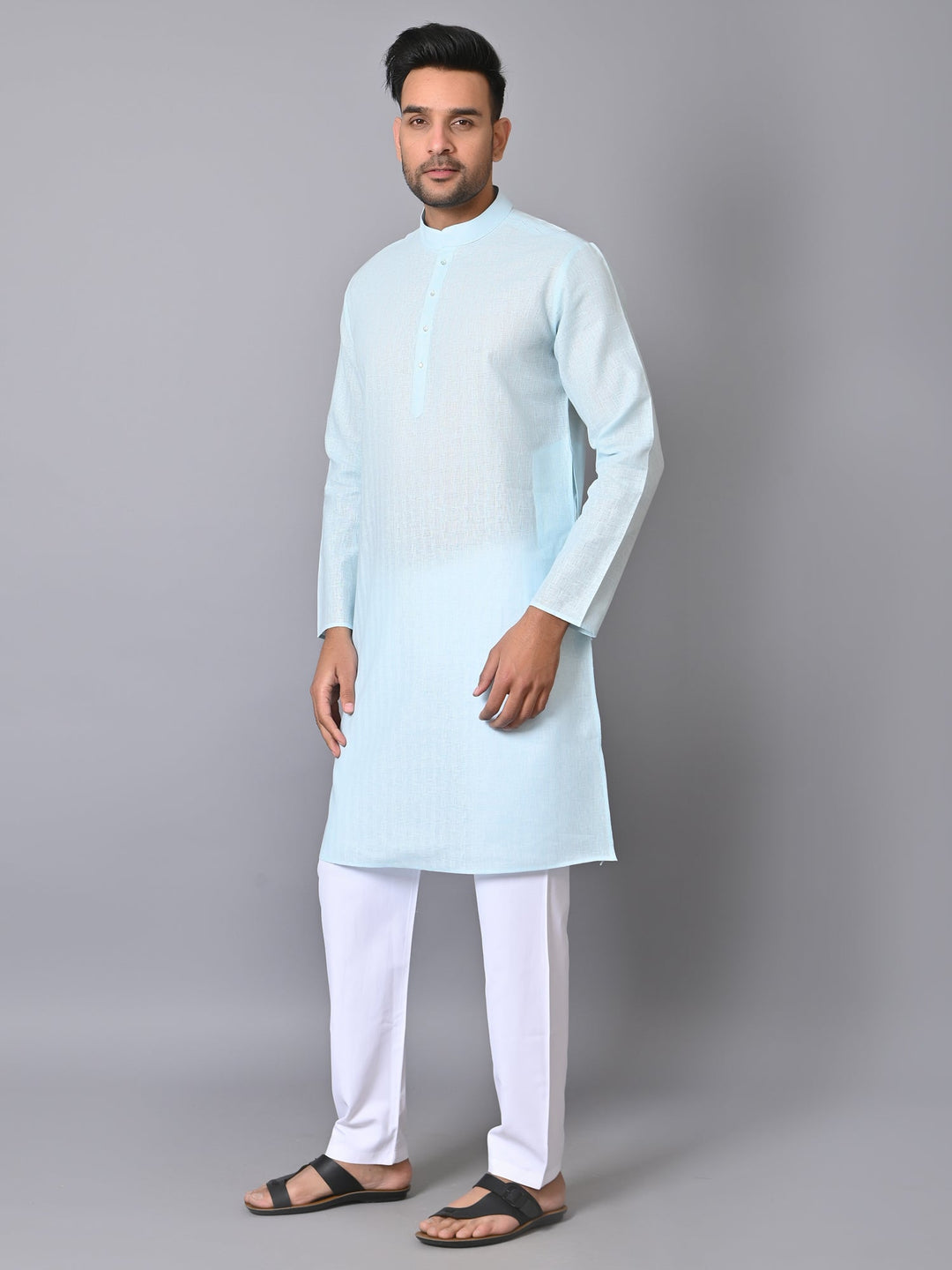 Self Design Blue Kurta Set