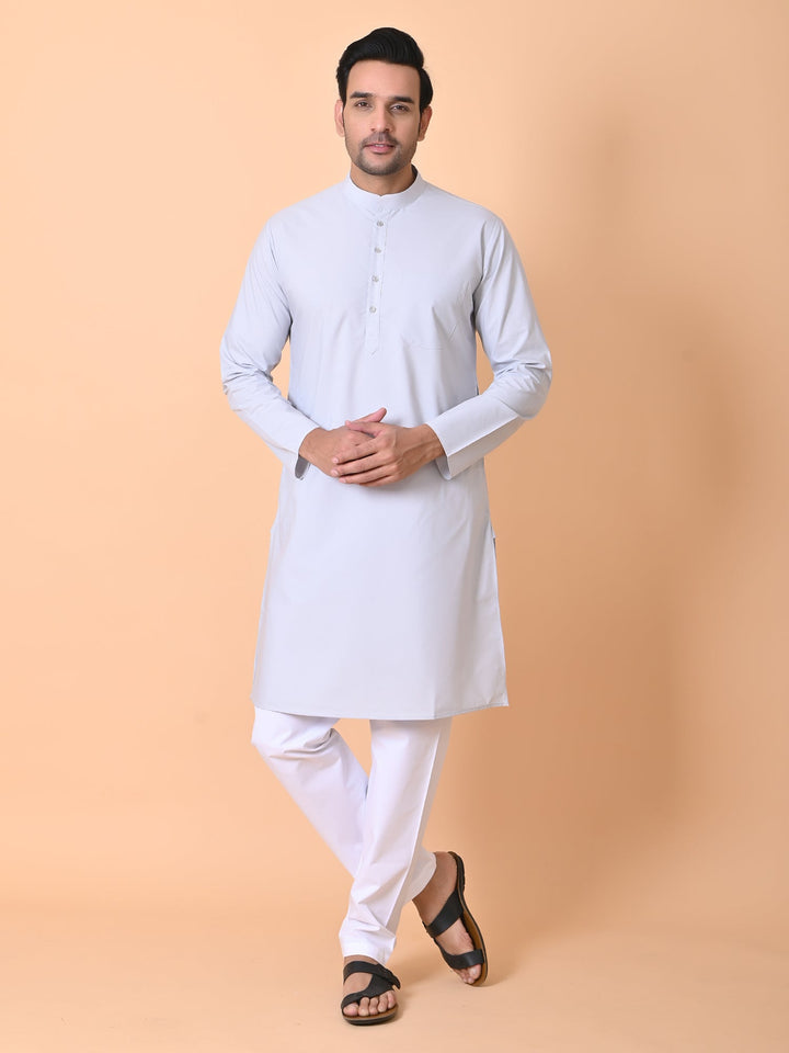 Solid Grey Kurta Set