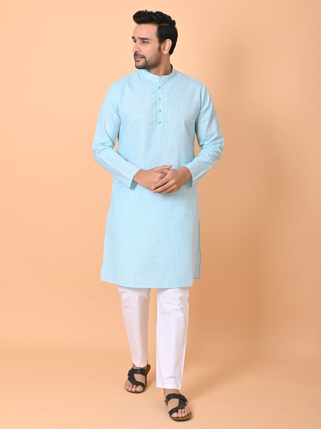 Textured Sea Green Kurta Set