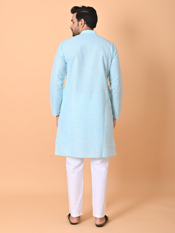 Textured Sea Green Kurta Set