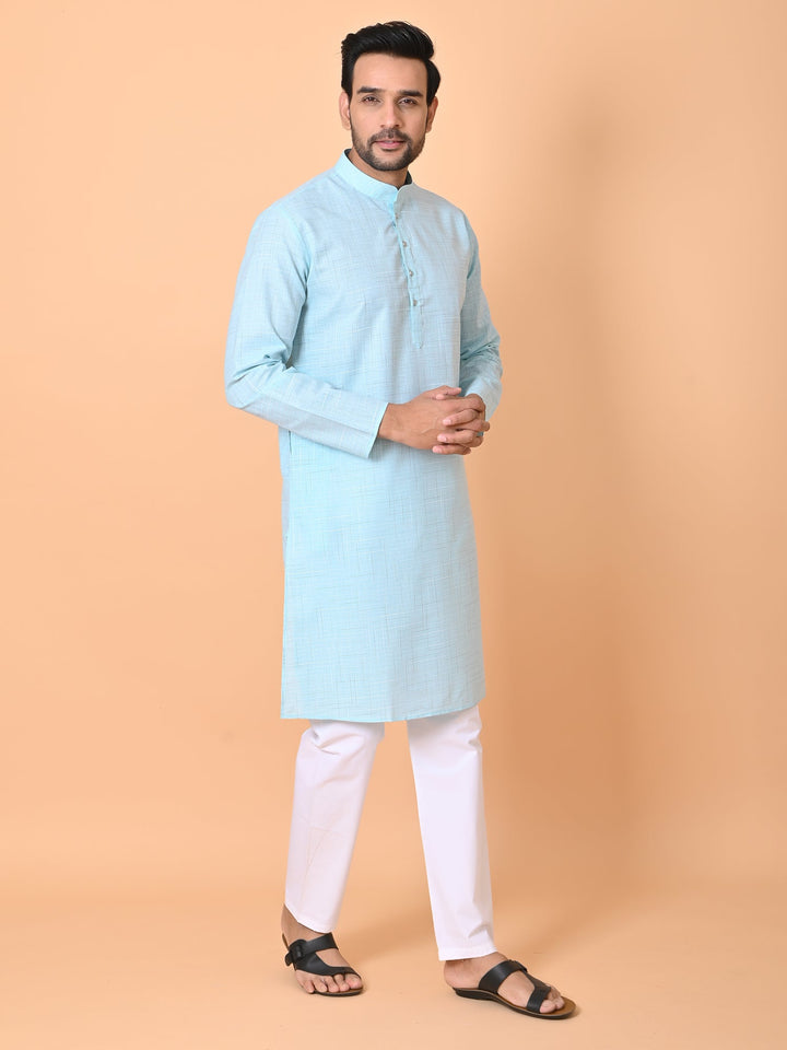 Textured Sea Green Kurta Set