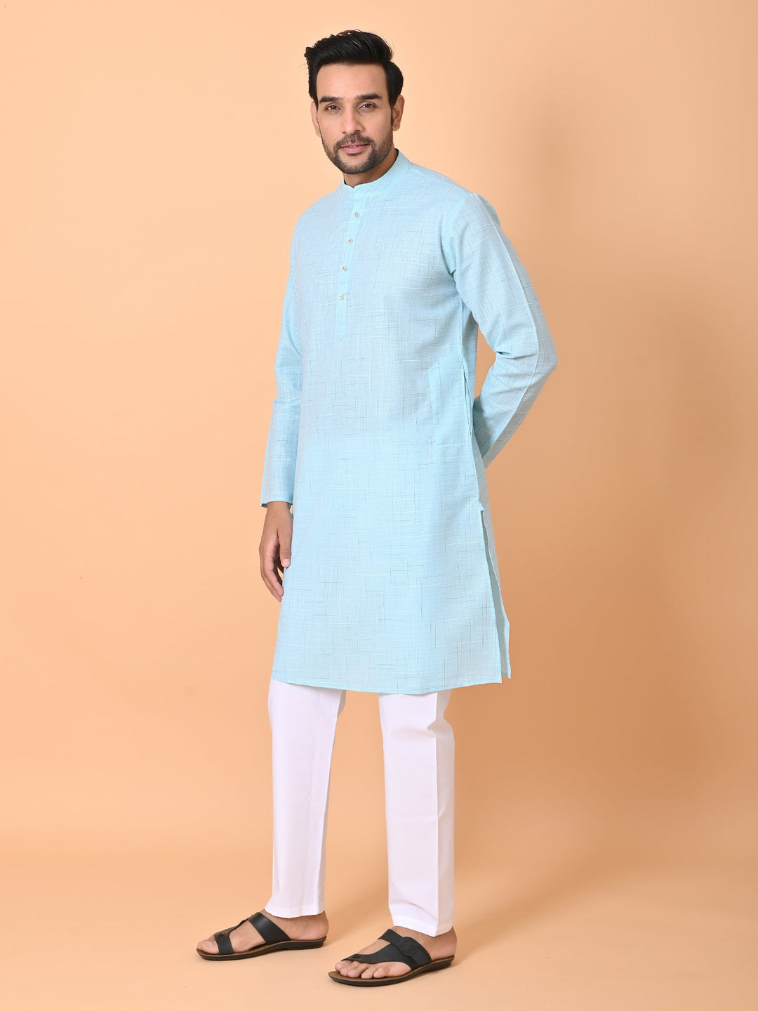 Textured Sea Green Kurta Set