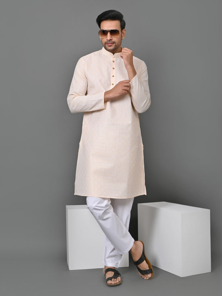 Geometric Beige Kurta Set