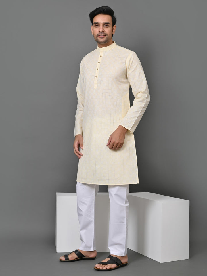 Geometric Yellow Kurta Set