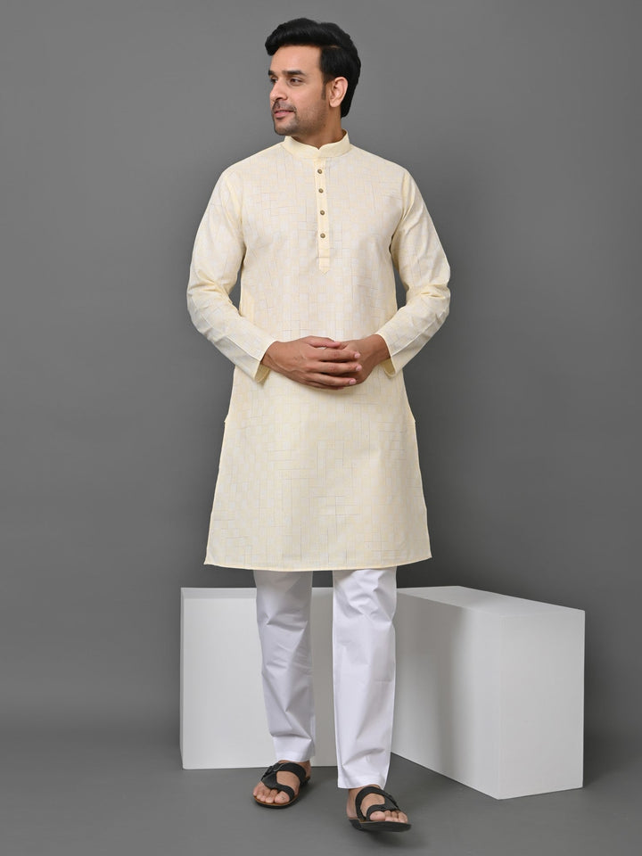 Geometric Yellow Kurta Set