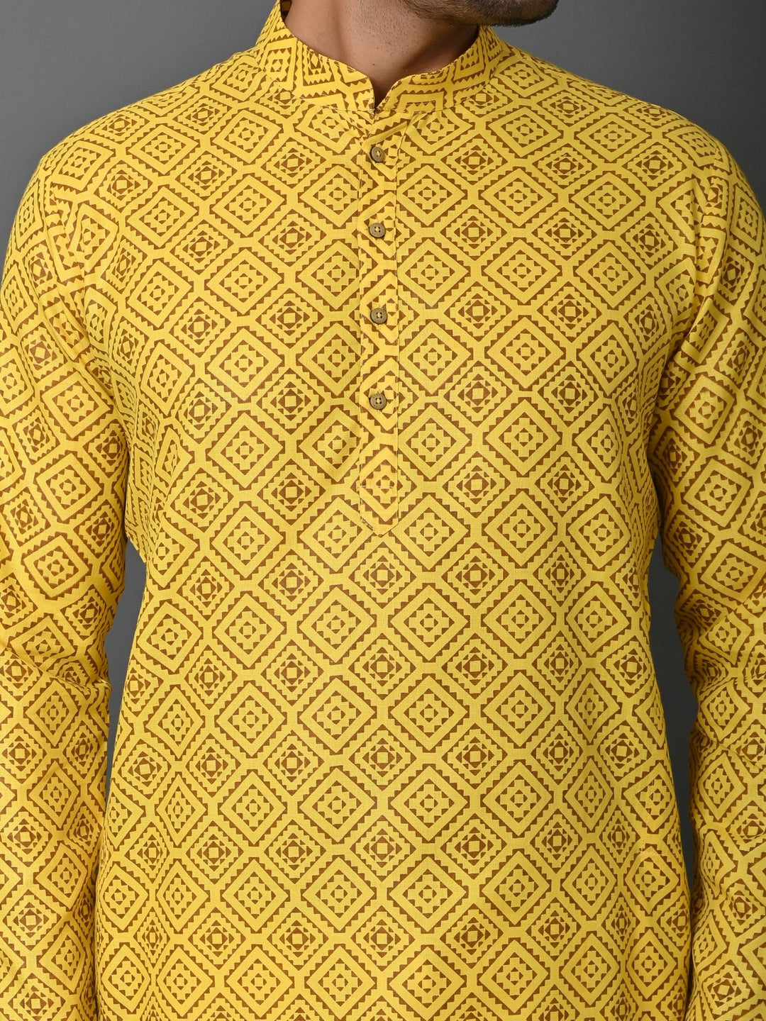 Geometric Yellow Kurta Set