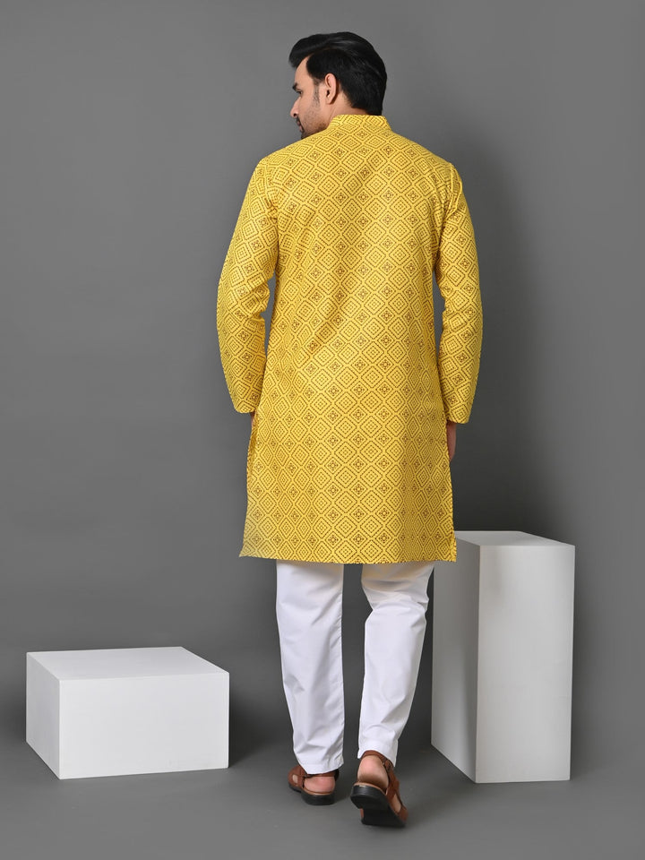 Geometric Yellow Kurta Set