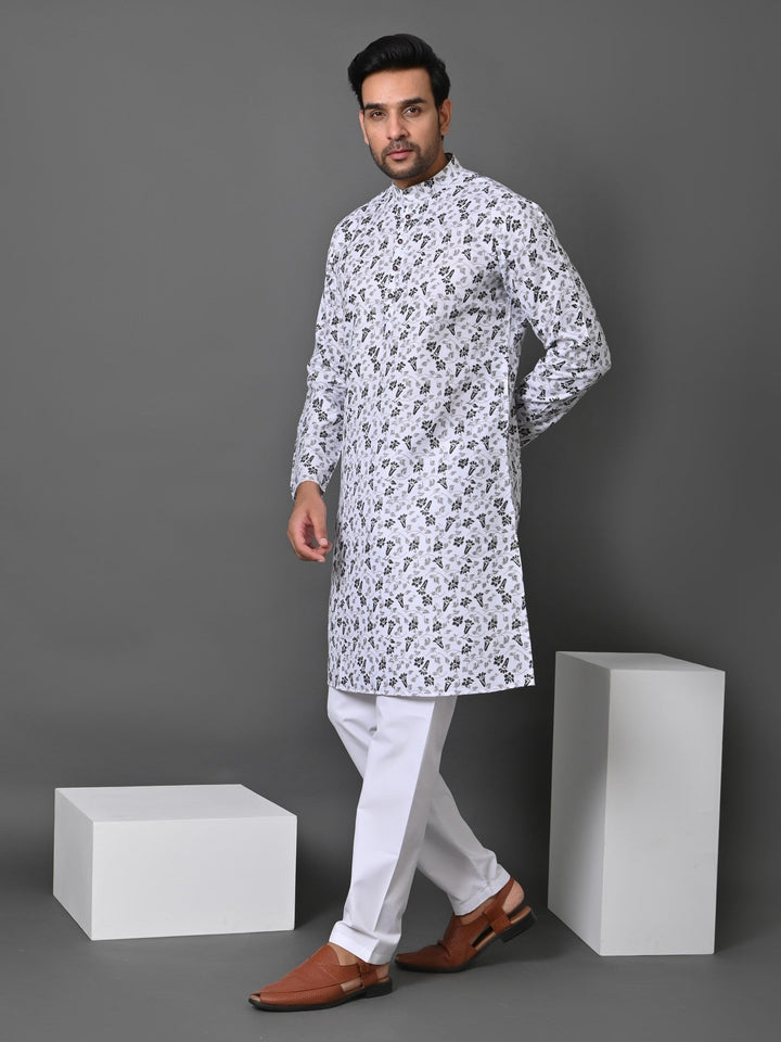 Floral White Kurta Set