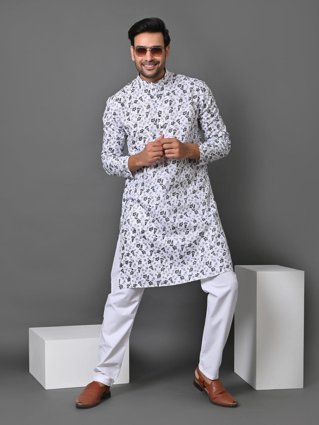 Floral White Kurta Set