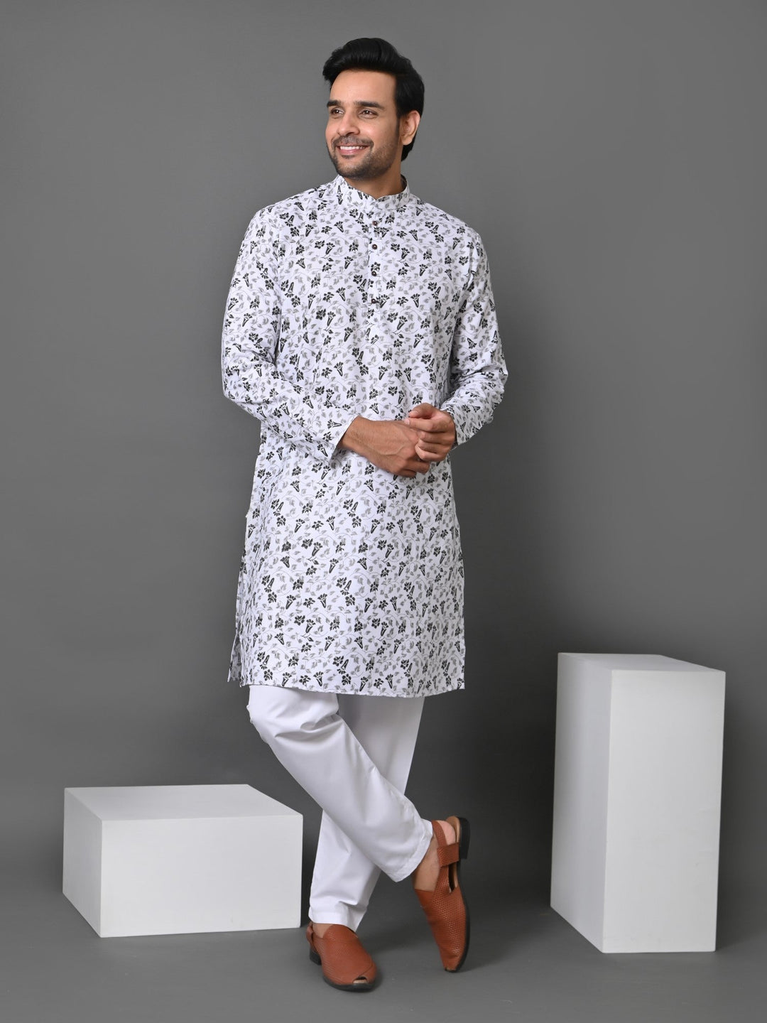 Floral White Kurta Set