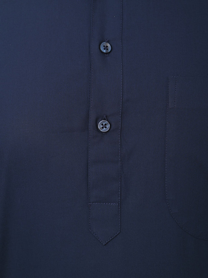 Solid Navy Blue Pathani Set