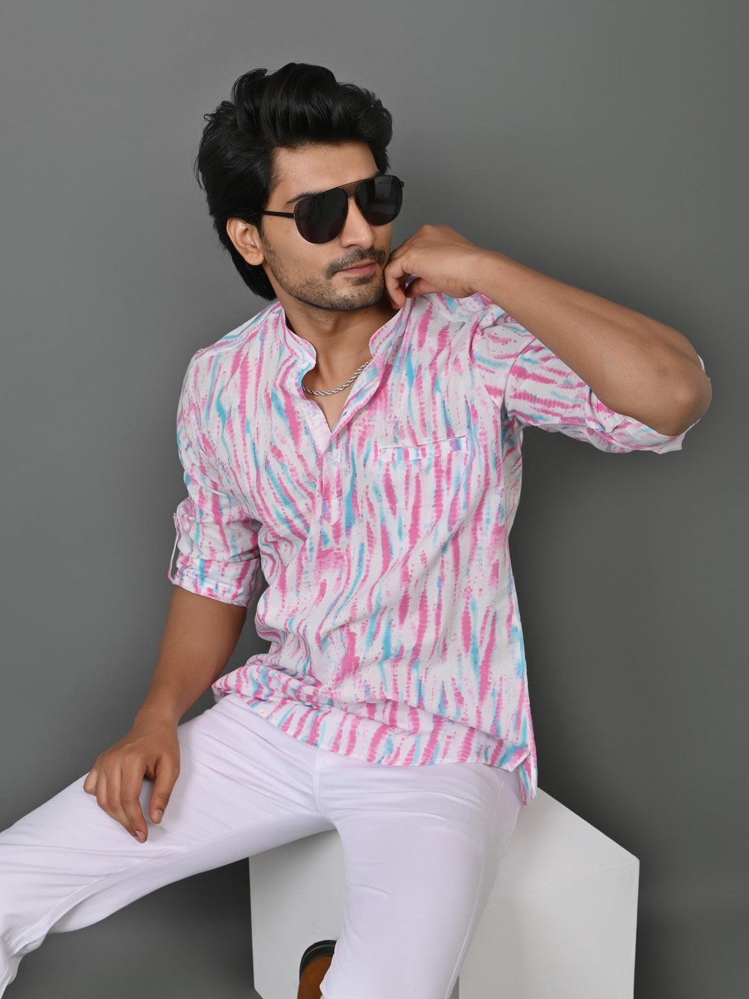 Tie Dye Pink Short Kurta