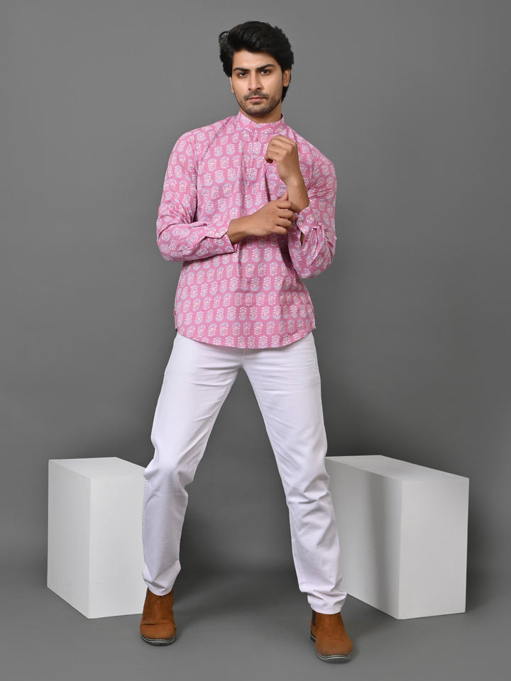 Ethnic Motifs Pink Short Kurta