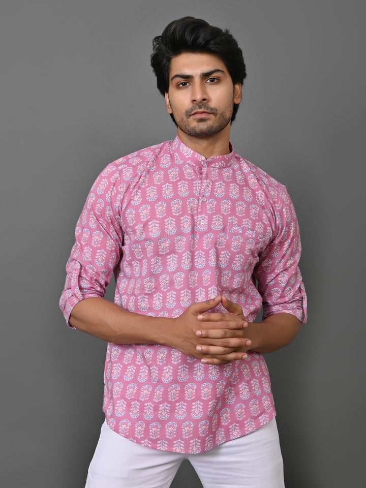 Ethnic Motifs Pink Short Kurta