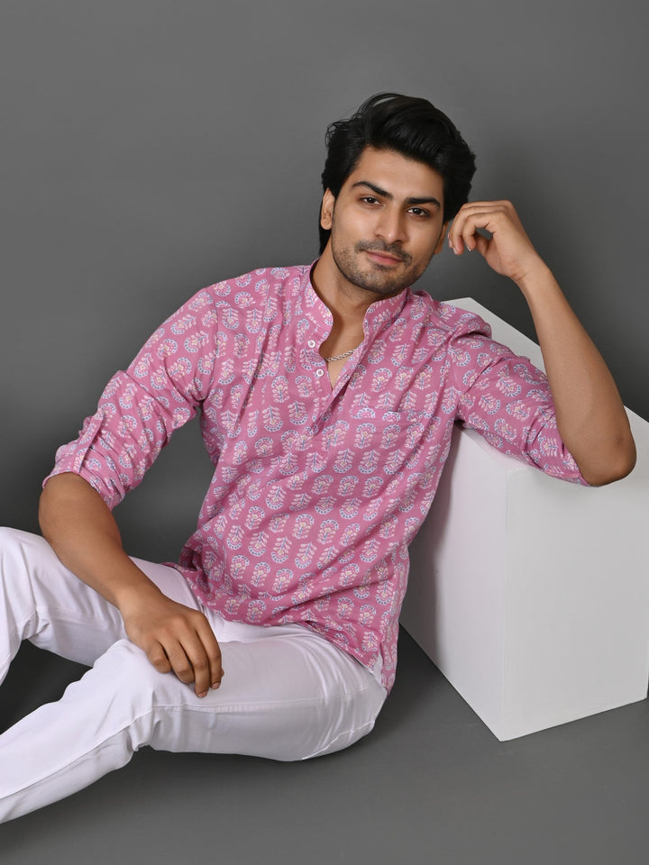 Ethnic Motifs Pink Short Kurta