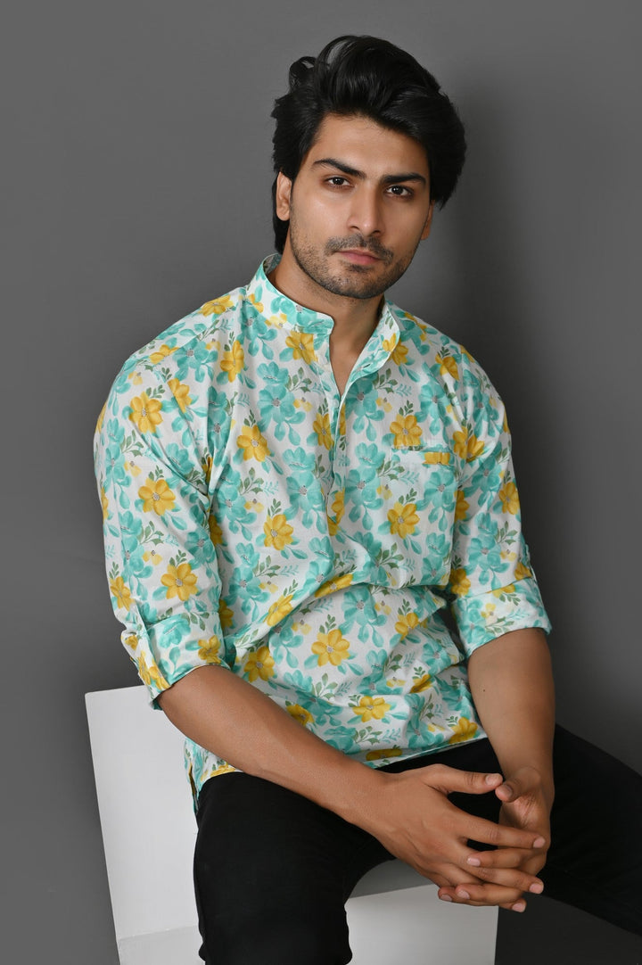 Floral Green Short Kurta