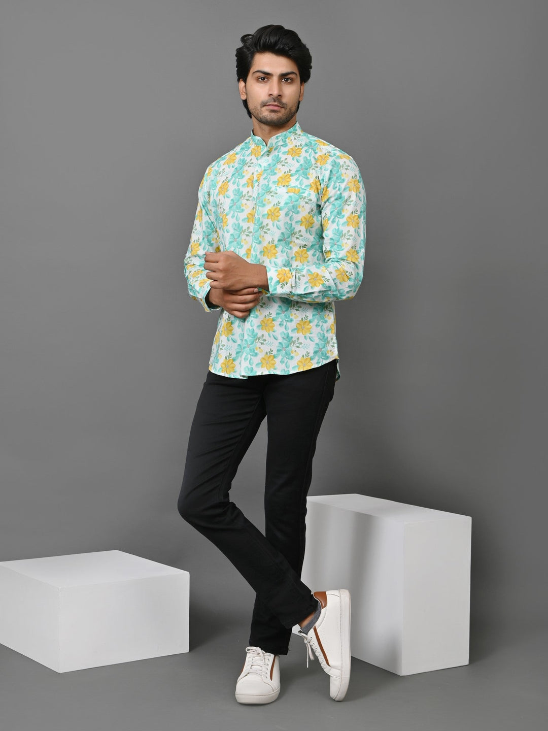 Floral Green Short Kurta