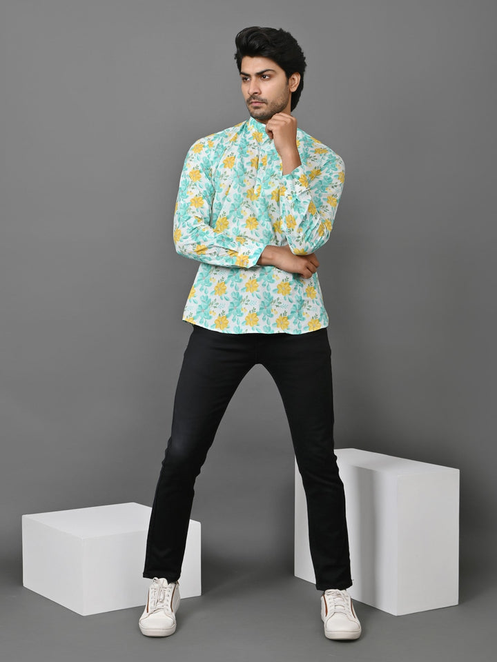 Floral Green Short Kurta