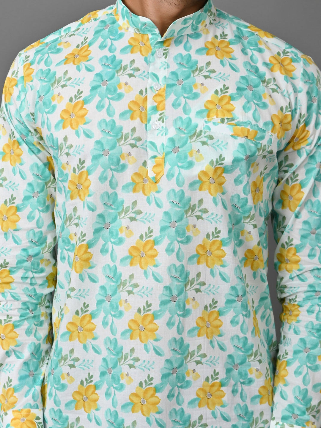 Floral Green Short Kurta