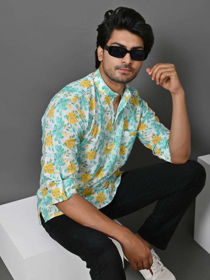 Floral Green Short Kurta