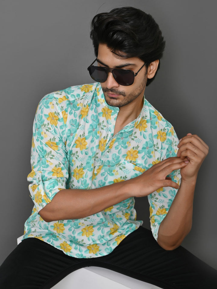 Floral Green Short Kurta