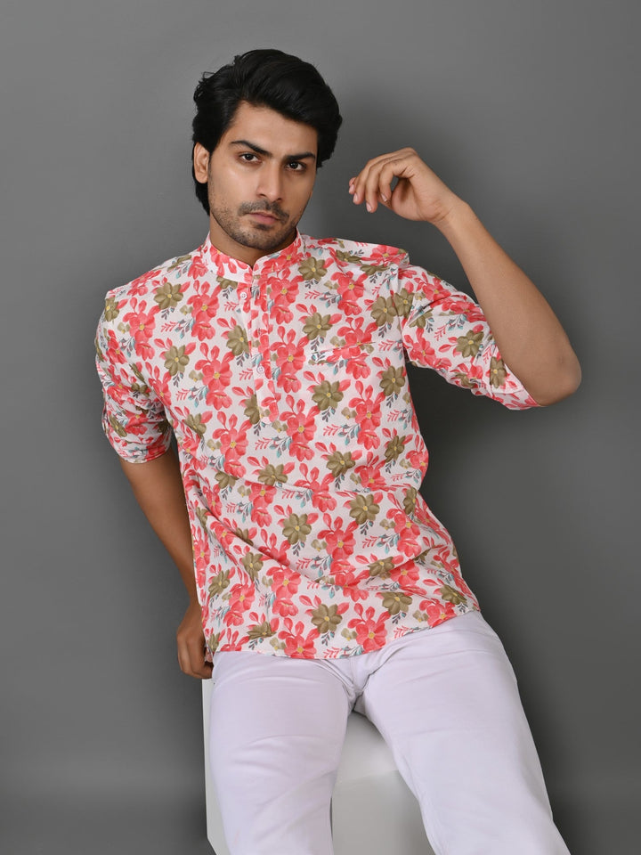 Floral Pink Short Kurta