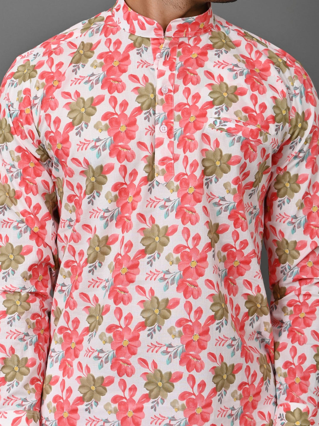 Floral Pink Short Kurta