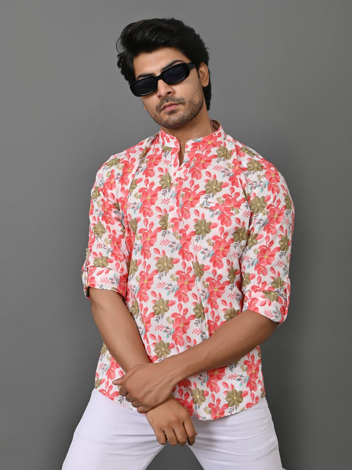 Floral Pink Short Kurta