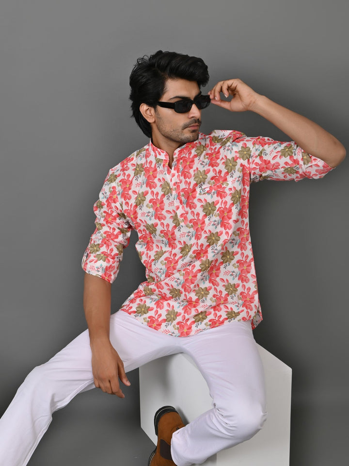 Floral Pink Short Kurta