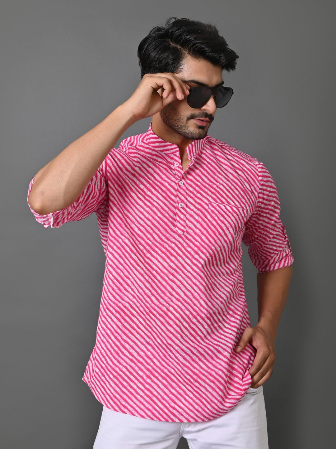 Leheriya Pink Short Kurta