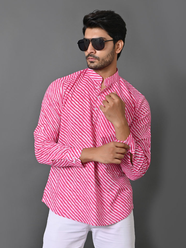 Leheriya Pink Short Kurta