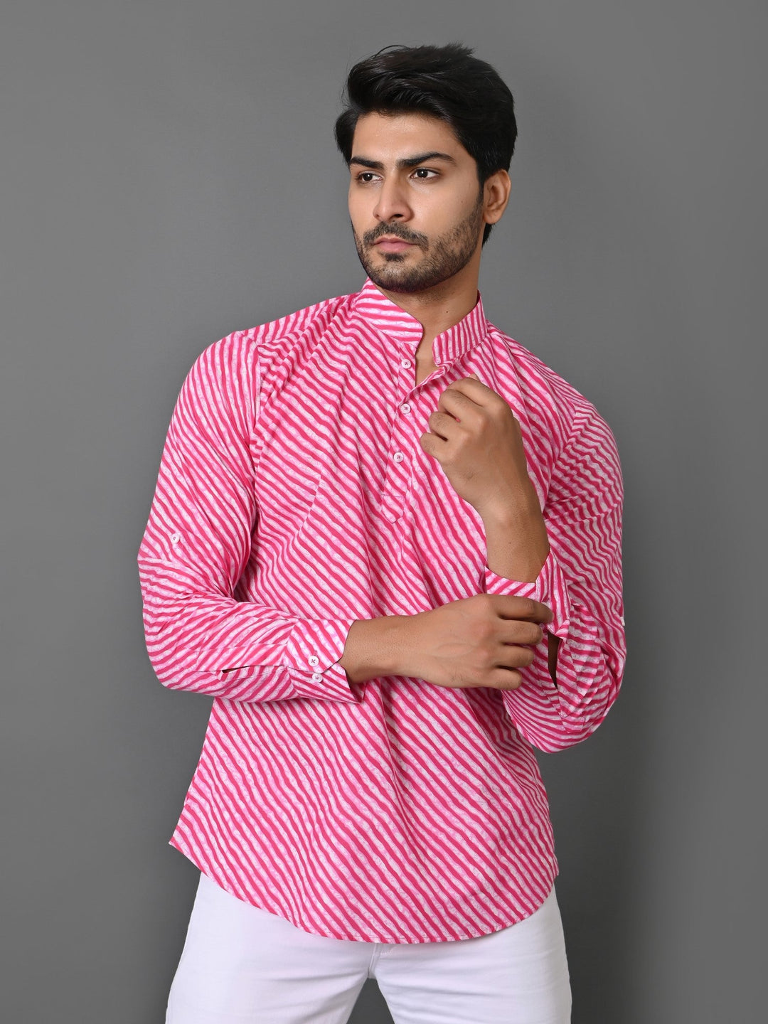 Leheriya Pink Short Kurta