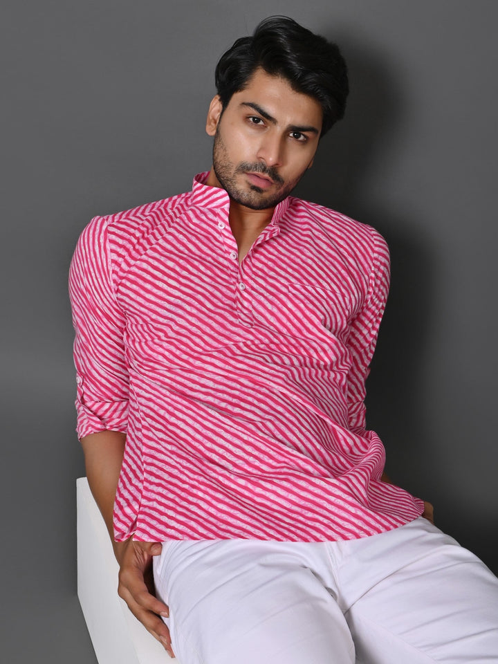 Leheriya Pink Short Kurta