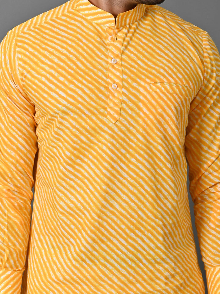 Leheriya Yellow Short Kurta