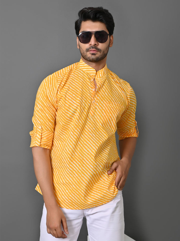 Leheriya Yellow Short Kurta