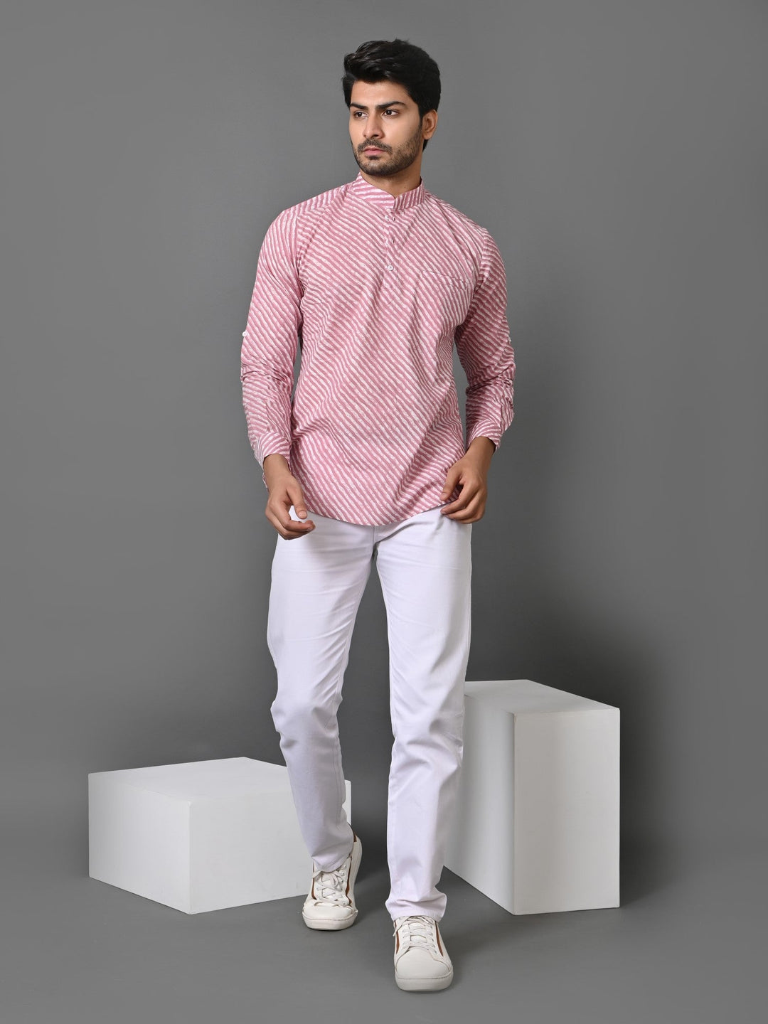 Leheriya Pink Short Kurta