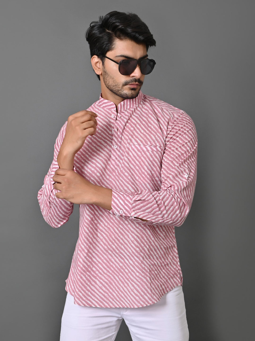 Leheriya Pink Short Kurta