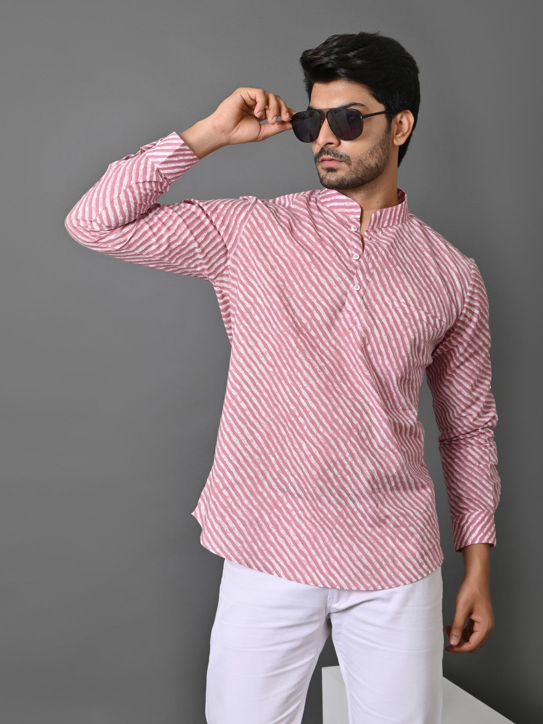 Leheriya Pink Short Kurta