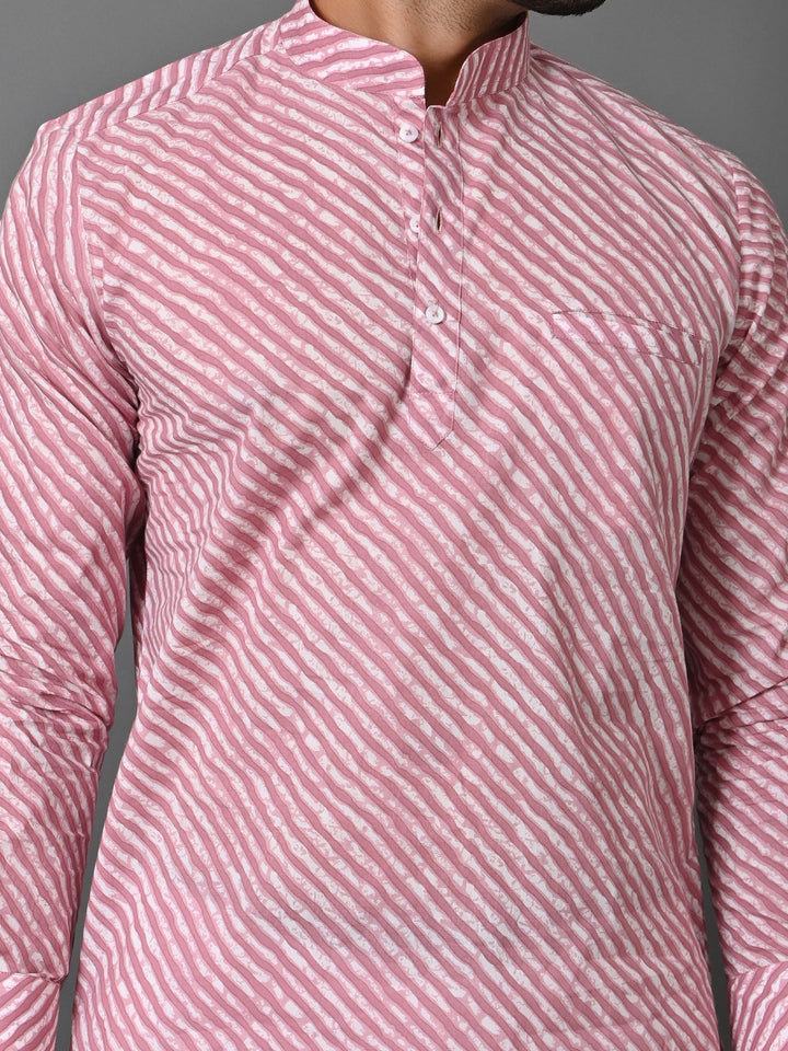 Leheriya Pink Short Kurta