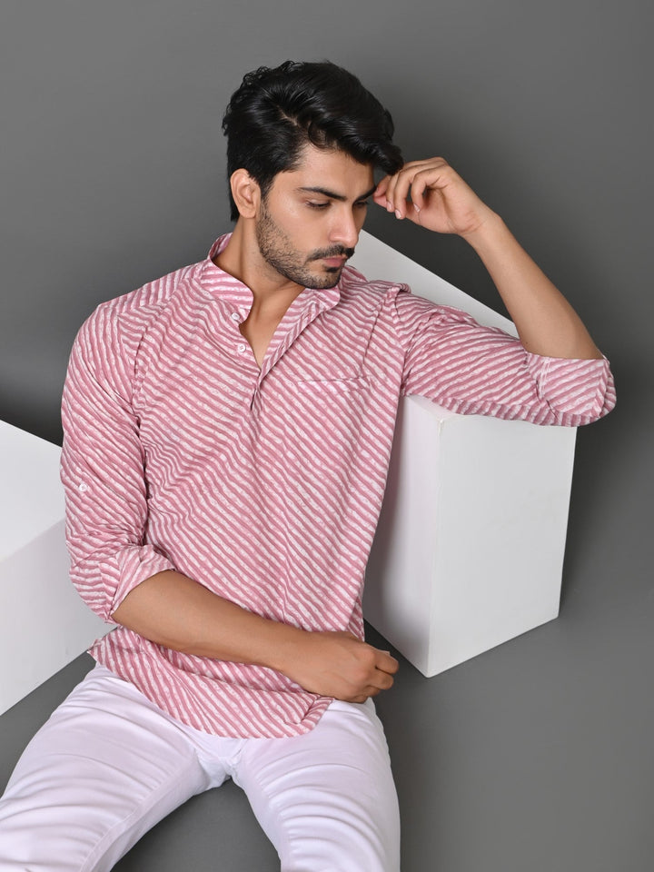 Leheriya Pink Short Kurta