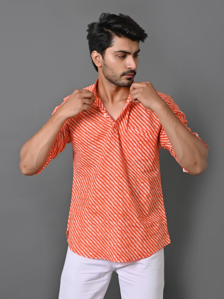 Leheriya Orange Short Kurta