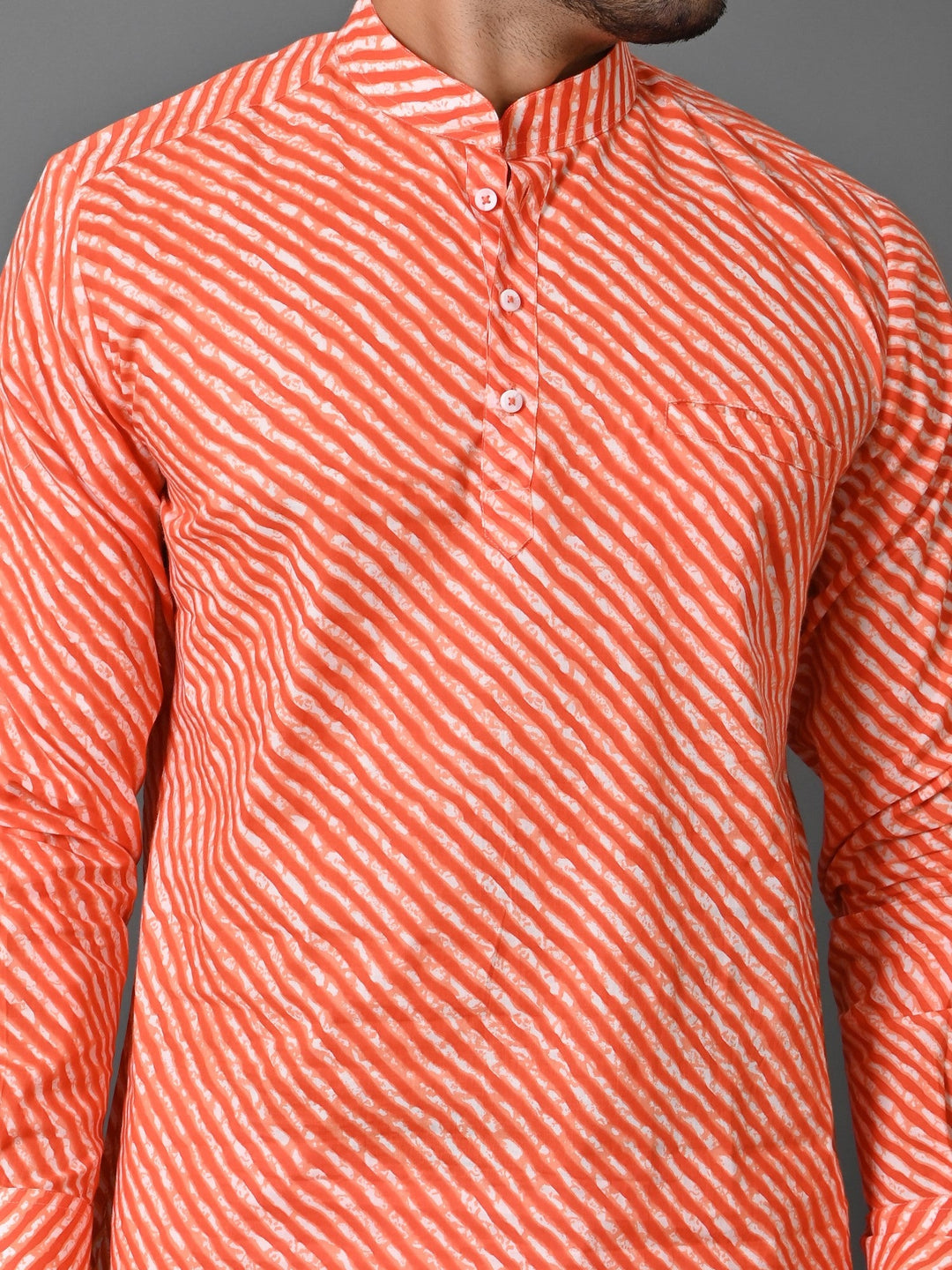 Leheriya Orange Short Kurta