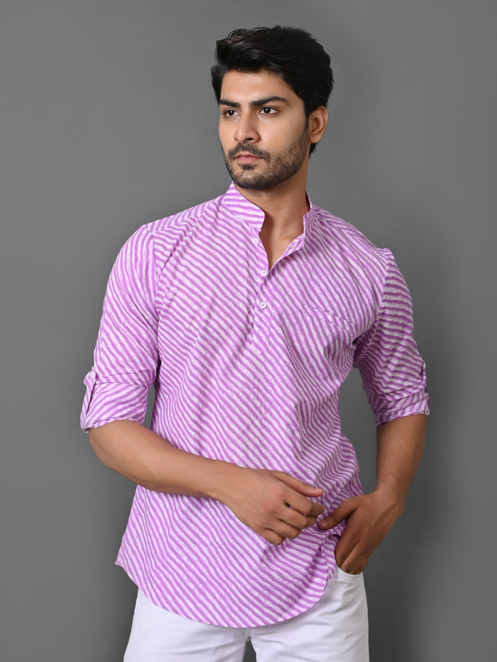 Leheriya Purple Short Kurta