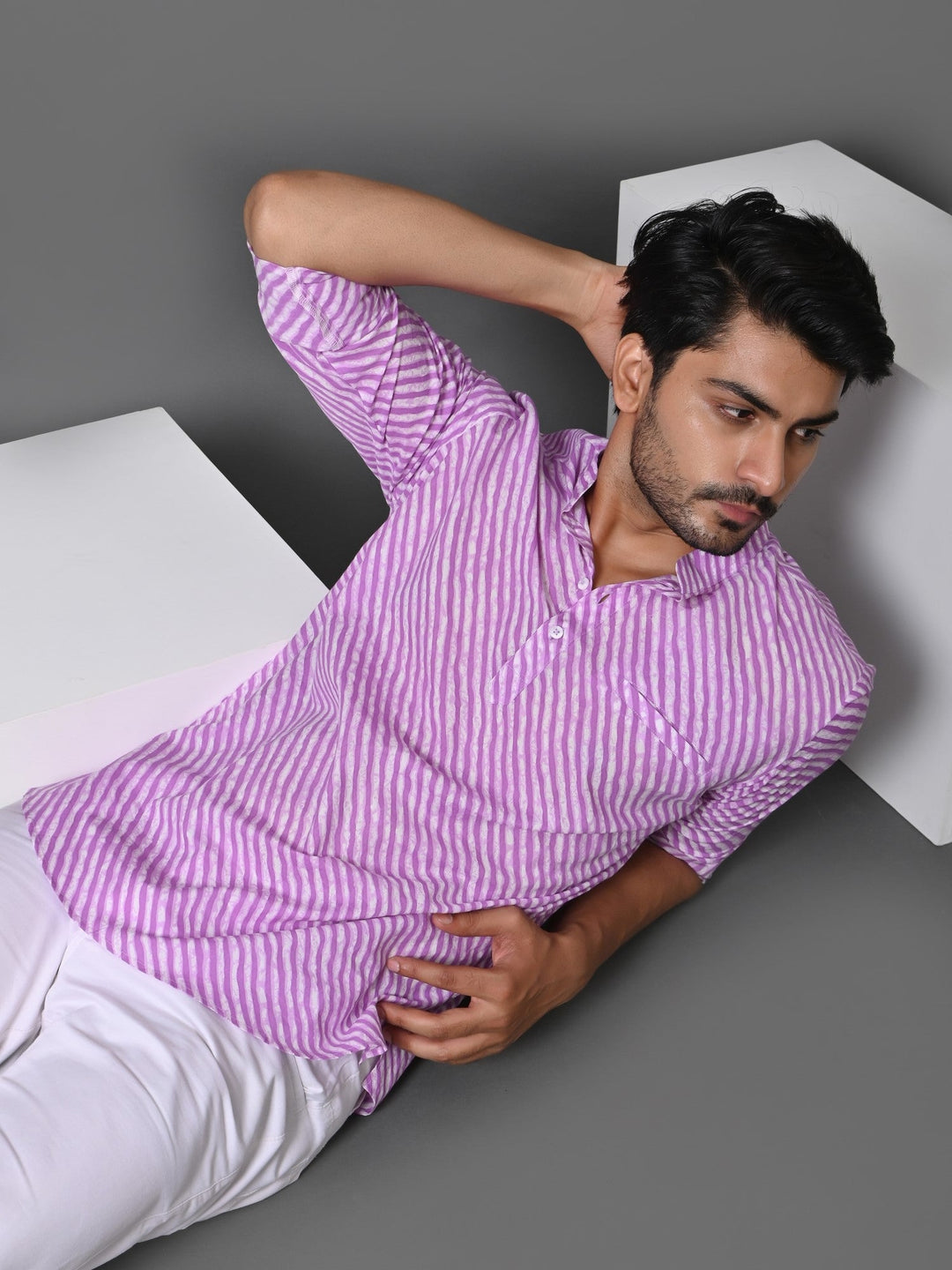 Leheriya Purple Short Kurta