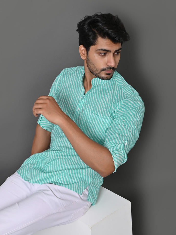 Leheriya Green Short Kurta