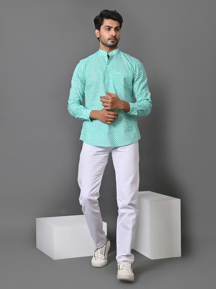 Leheriya Green Short Kurta