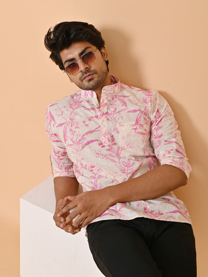 Leafs Pink Short Kurta