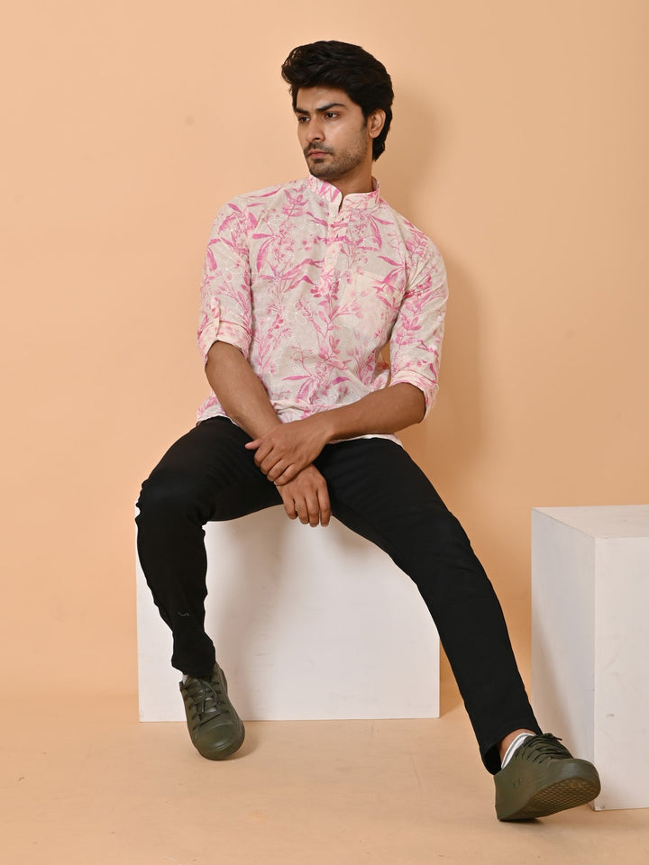 Leafs Pink Short Kurta